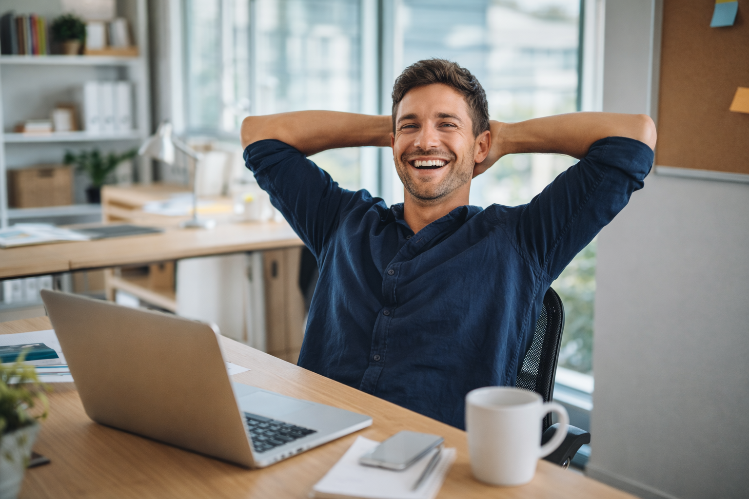 Profissional relaxado e em paz